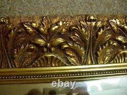 Long Vintage Retro Gold Gilt Ornate Framed Deep Bevelled Wall Mirror 42 x 18
