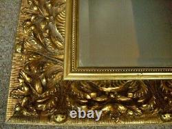 Long Vintage Retro Gold Gilt Ornate Framed Deep Bevelled Wall Mirror 42cm x 18cm