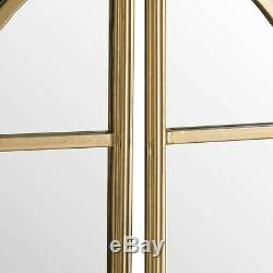 Long WALL MIRROR Set art deco style Arched top metal framed Gold Finish 150cm