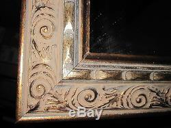 Longaberger Whimsical Framed Mirror Wall Decor Solid Wood Swirled Gold RETIRED
