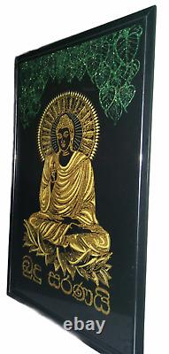 Lord Buddha Fine Glass Wall Gold dust Art Picture Frame Ready to Hang