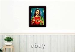 Lord Jesus Sparkle Framed God Printed Picture With Frame (14 x 11 inch) Set of 1