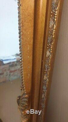 Louis Large Ornate Carved French Frame Wall Leaner Mirror Gold 35 X 69