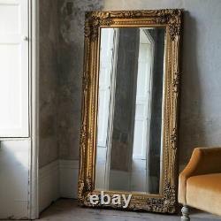 Louis Large Ornate Carved French Frame Wall Leaner Mirror Gold 35 x 69