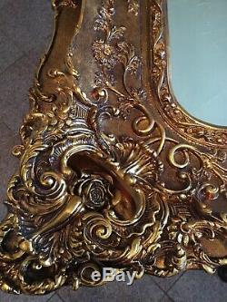 Louis Rococo Large Ornate Carved French Double Frame Wall Mirror
