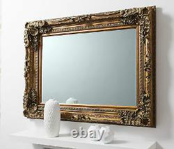 Louis Shabby Chic Vintage Ornate Large French Wall Mirror GOLD 118cm x 87cm