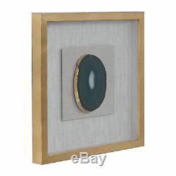 Luxe Gold White Agate Stone Slice Wall Art Shadow Box Frame Square Sculpture