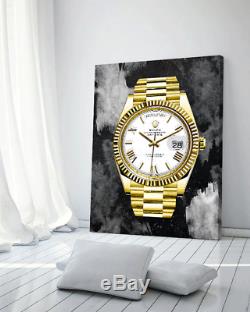 Luxury Gold Wall Canvas Print Office Decor Home Decor Modern Art Pop Arts Rolex