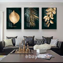 Luxury Golden Leaves 3 Pieces Canvas Home Decor Wall Poster Painting Picture