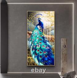 Luxury Royal Crowned Majestic Peacock Wall Art Frame Aluminium Framed With