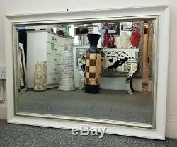 (M007) Elegant White/Champagne Finished Wooden Framed Wall Mirror 106cmx76cm
