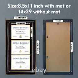 MBC MAT BOARD CENTER, Triple Diploma Frames for Three(3) 8.5X11 Certificates/Doc