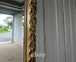 Mantle / Wall Mirror Bevelled Edge Pierced Wooden Frame Bronze / Gold Vintage
