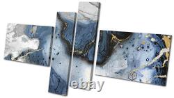 Marble Modern Navy Gold Grey Abstract MULTI CANVAS WALL ART Picture Print