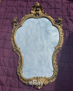 Medium Size Vintage Gilt Ornate Wall Hanging Mirror