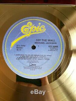 Michael Jackson Off The Wall Gold Metalized Vinyl Record In Frame Under Glass
