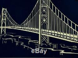 Mid Century Framed Wall Art GOLDEN GATE BRIDGE San Francisco Ca MCM Jere era