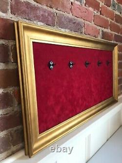 Mini Guitar Display Frame Red Suede Warm Gold Leafing 33x18 Frame