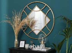 Minimalist Glam Gold Metal Round Frame Wall Mounted Mirror Square Tanna