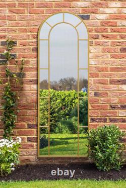 MirrorOutlet Gold Frame Arched Leaner Garden Wall Mirror 67 X 24 170 x 60cm