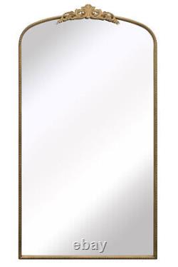 MirrorOutlet Gold Metal Framed Arch Wall Mirror with Crown 68 X 38 174x96cm