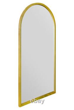 MirrorOutlet Large Gold Metal Framed Arched Wall Mirror 47 X 23.5 120x60cm