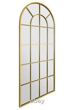 MirrorOutlet XL Gold Framed Arched Window Garden Wall Mirror 71X33.5 180x85cm