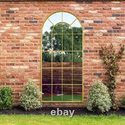 MirrorOutlet XL Gold Framed Arched Window Garden Wall Mirror 71X33.5 180x85cm