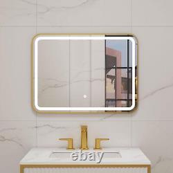 Mirror Brass Framed Oval Frontlit Wall Mount 800x 600mm LED Illuminated Anti-Fog