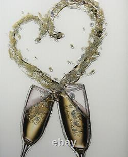 Mirror Frame Champagne Glasses Glitter Liquid Crystal Glass Wall Art 100x60cm
