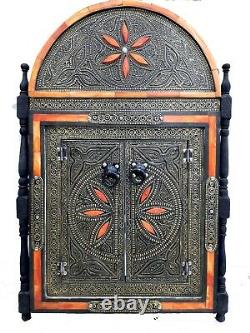 Mirror Handmade Vintage 2 Doors Wood Bone Copper gold Traditional Wall Moroccan