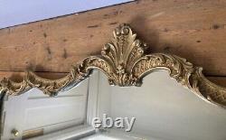 Mirror by Peerart, large, vintage wall mirror with cast metal foliate frame