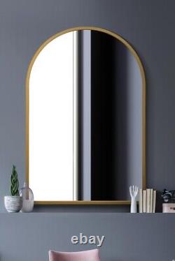 Mirroroutlet Large Gold Metal Framed Arched Wall Mirror 47 X 31 120x80cm