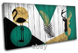 Modern Geometric Emerald Gold Abstract SINGLE CANVAS WALL ART Picture Print