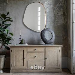 Modern Gold Metal Frame Organic Pebble Irregular Wall Mirror 89cm x 69cm