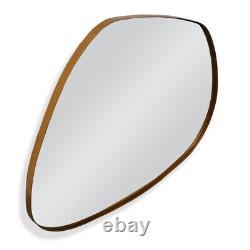 Modern Gold Metal Frame Organic Pebble Irregular Wall Mirror 89cm x 69cm