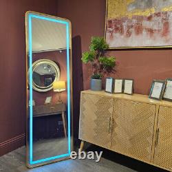 Modern Tall Metal Frame LED Mirror Wall & Floor Standing 145 x 45cm