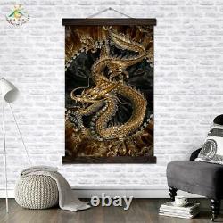 Modern Wall Art Print Canvas Chinese Gold Dragon Painting Prints Posters