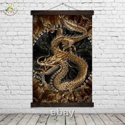 Modern Wall Art Print Canvas Chinese Gold Dragon Painting Prints Posters