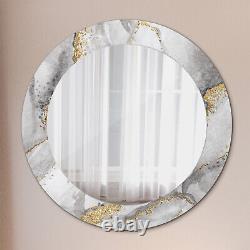 Modern Wall Mirror Bathroom Colorful Printed Pattern Frame white marble gold