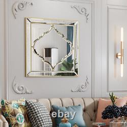 Modern Wall Mounted Mirror Hanging Accent Mirror Golden Frame Inspiration Decor