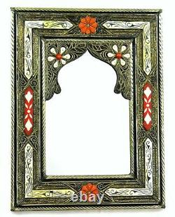 Moroccan Wall Mirror Large Authentic Home Decor Handmade Silver Brass White Red