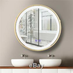Multifunction Gold Round Frame Bathroom Glass Wall Mounted LED Vanity Mirror