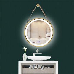 Multifunction Gold Round Frame Bathroom Glass Wall Mounted LED Vanity Mirror