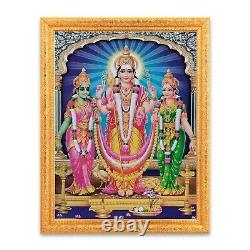 Murugan Valli Devsena Sparkle Photo In Golden Frame (14 X 18 Inch)