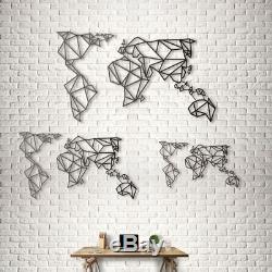 NEW! Mounted Steel Wall Art World Map Minimalist Luxury Style Home/Office Decor