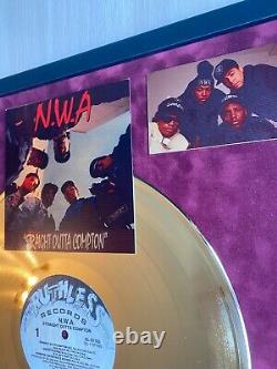 NWA Straight Outta Compton 1988 Custom 24k Gold Vinyl Record in Wall Frame