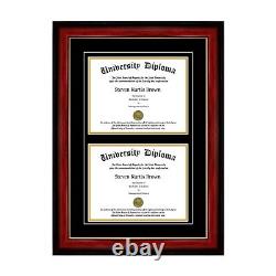 New Double Diploma Frame with Double Matting Assorted moldings School Colors UV
