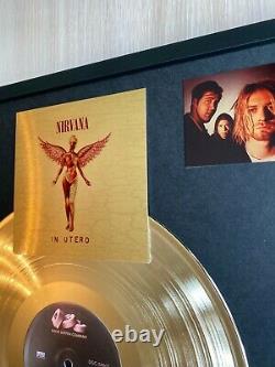 Nirvana In Utero 1993 Custom 24k Gold Vinyl Record in Wall Hanging Frame