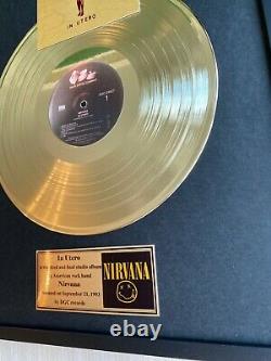 Nirvana In Utero 1993 Custom 24k Gold Vinyl Record in Wall Hanging Frame